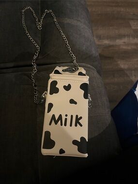Milk Print Crossbody Bag - Black & White